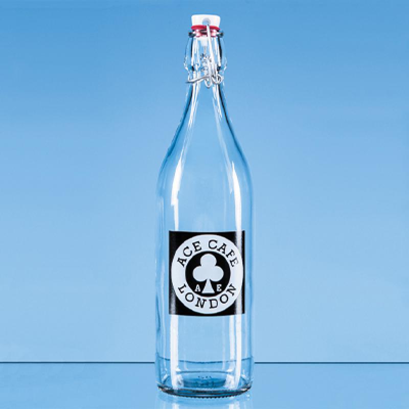 Image of 1 Litre Round Flip Top Bottle White Top